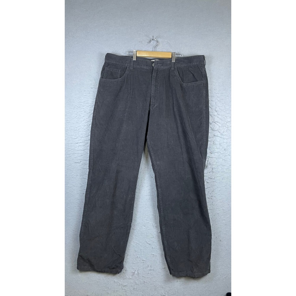 St. John's Bay Corduroy Pants Men 40x30 Gray Excellent Straight Leg 5-Pocket